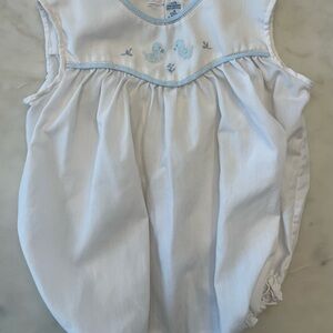 Fletman Brothers White Baby Romper with Blue Trim